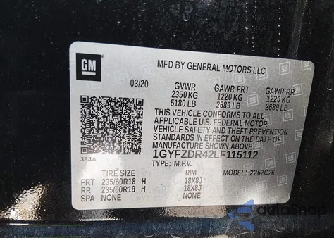 2020 Cadillac Xt4 Awd Premium Luxury z USA, uszkodzony, nr VIN 1GYFZDR42LF115112